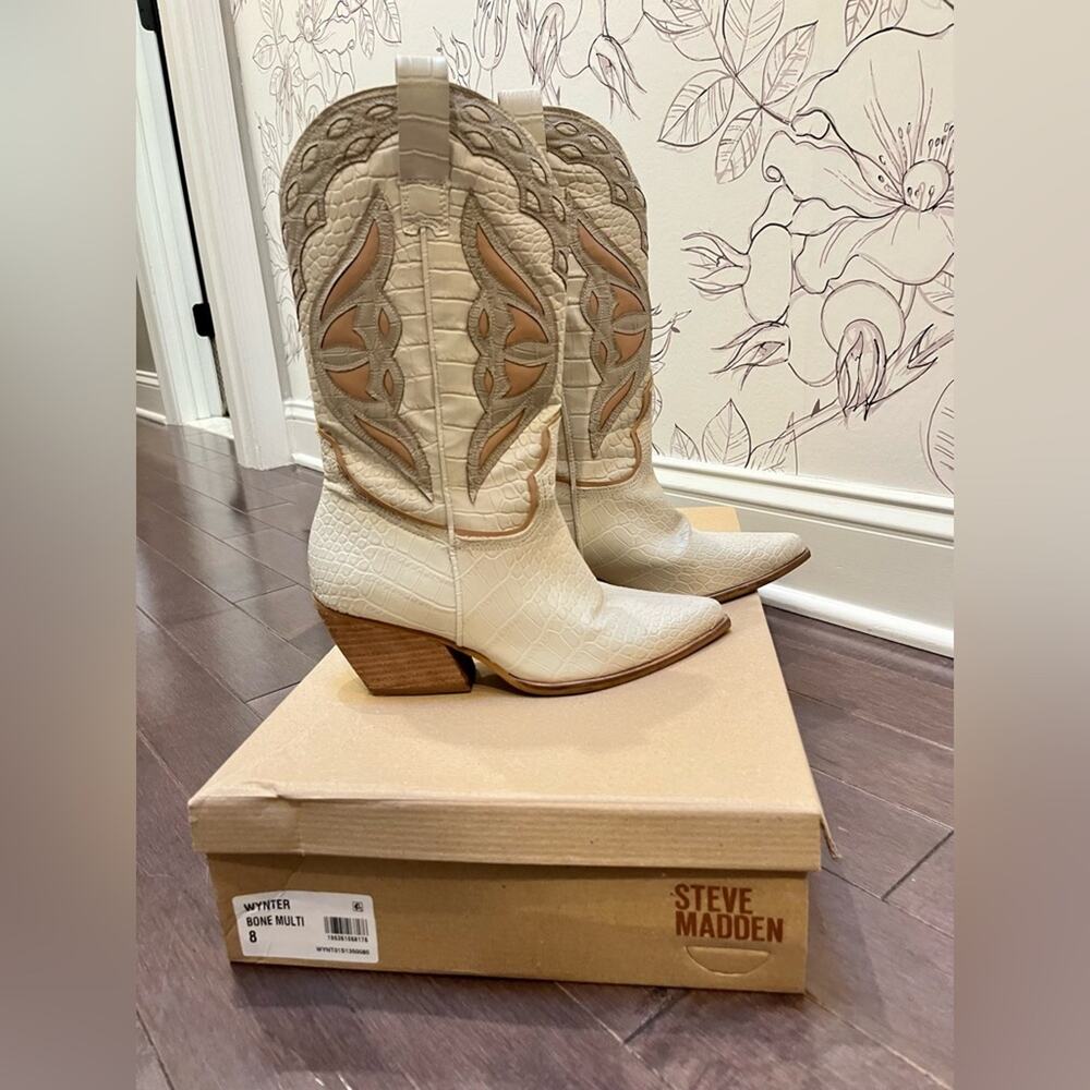 Steve Madden Wynter Boot Croc Embossed Leather Si… - image 3